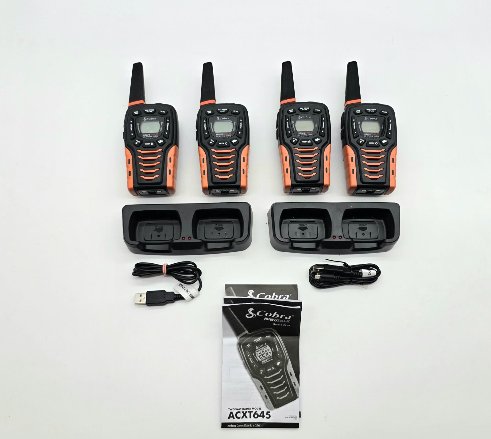 4 x Cobra ACXT645 Waterproof Walkie Talkies 35-Mile Rechargeable 2-Way Radio