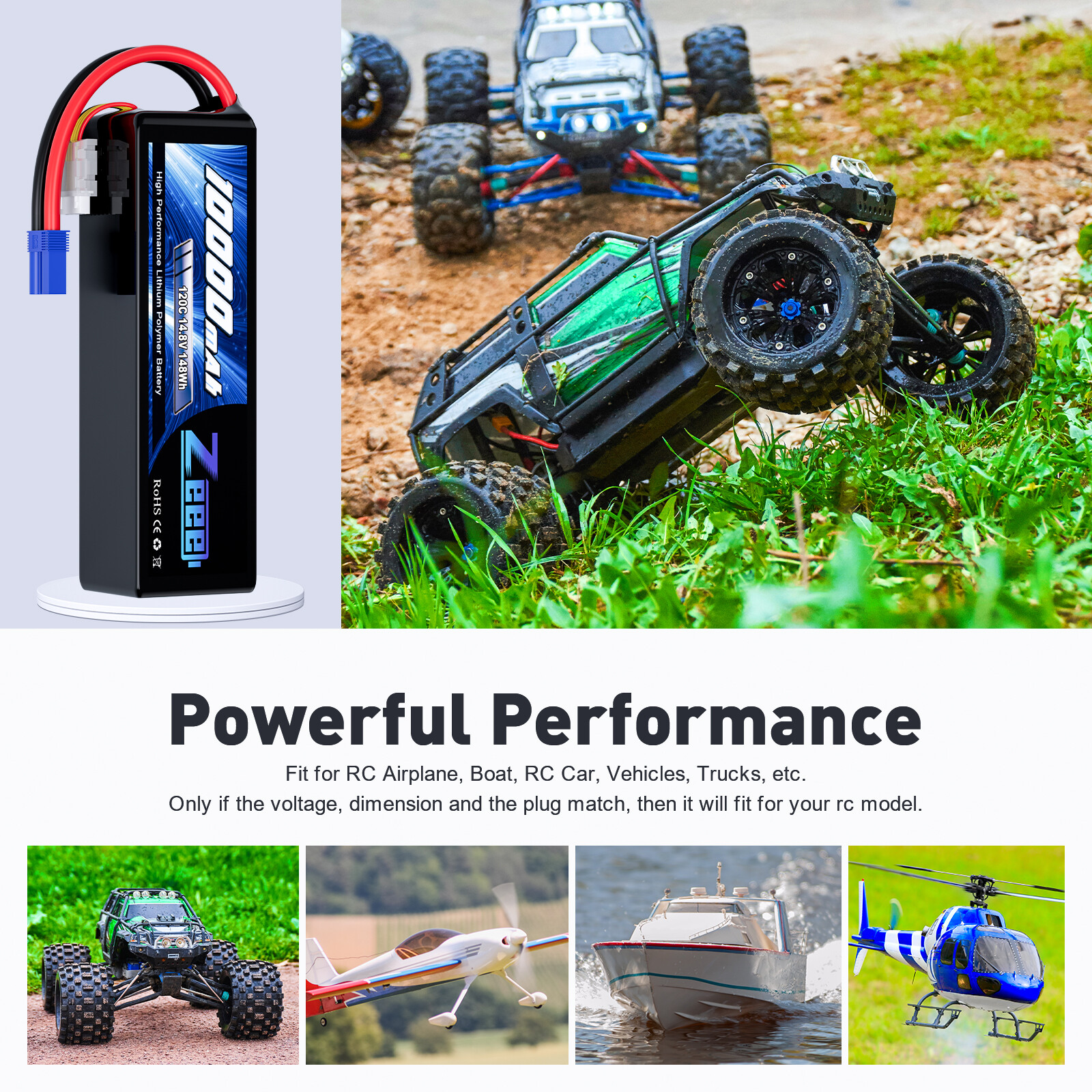 2x Zeee 4S Lipo Battery 10000mAh 14.8V 120C EC5 for Xmaxx RC Car Truck Tank