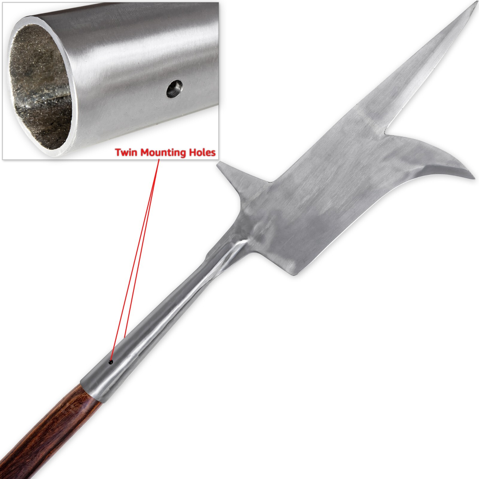 Hand Forged Predrilled Medieval English Bill Spear Head, New