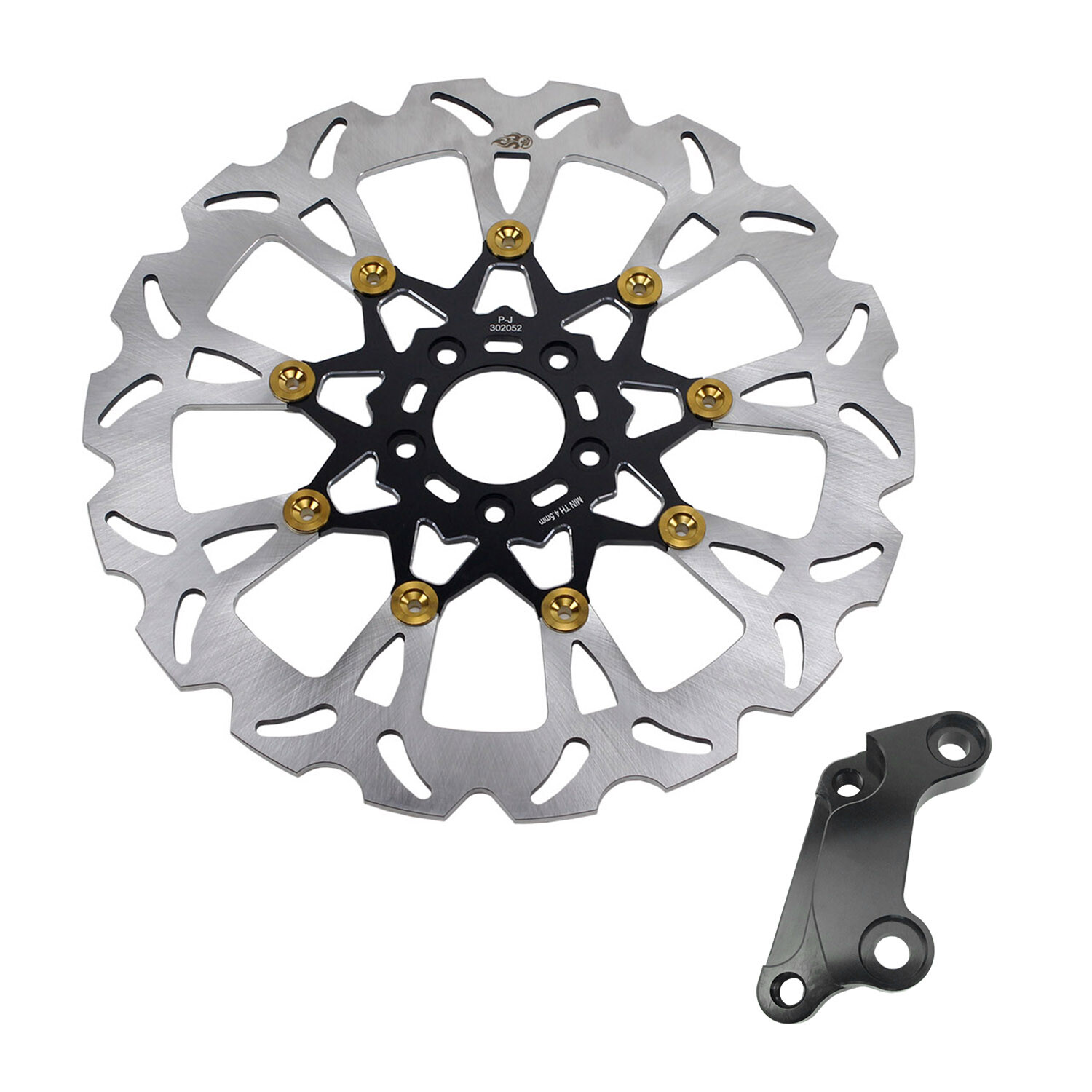 14" Big Black & Gold Front Brake Rotor for Harley 00-14 Dyna Softail 04-13 XL