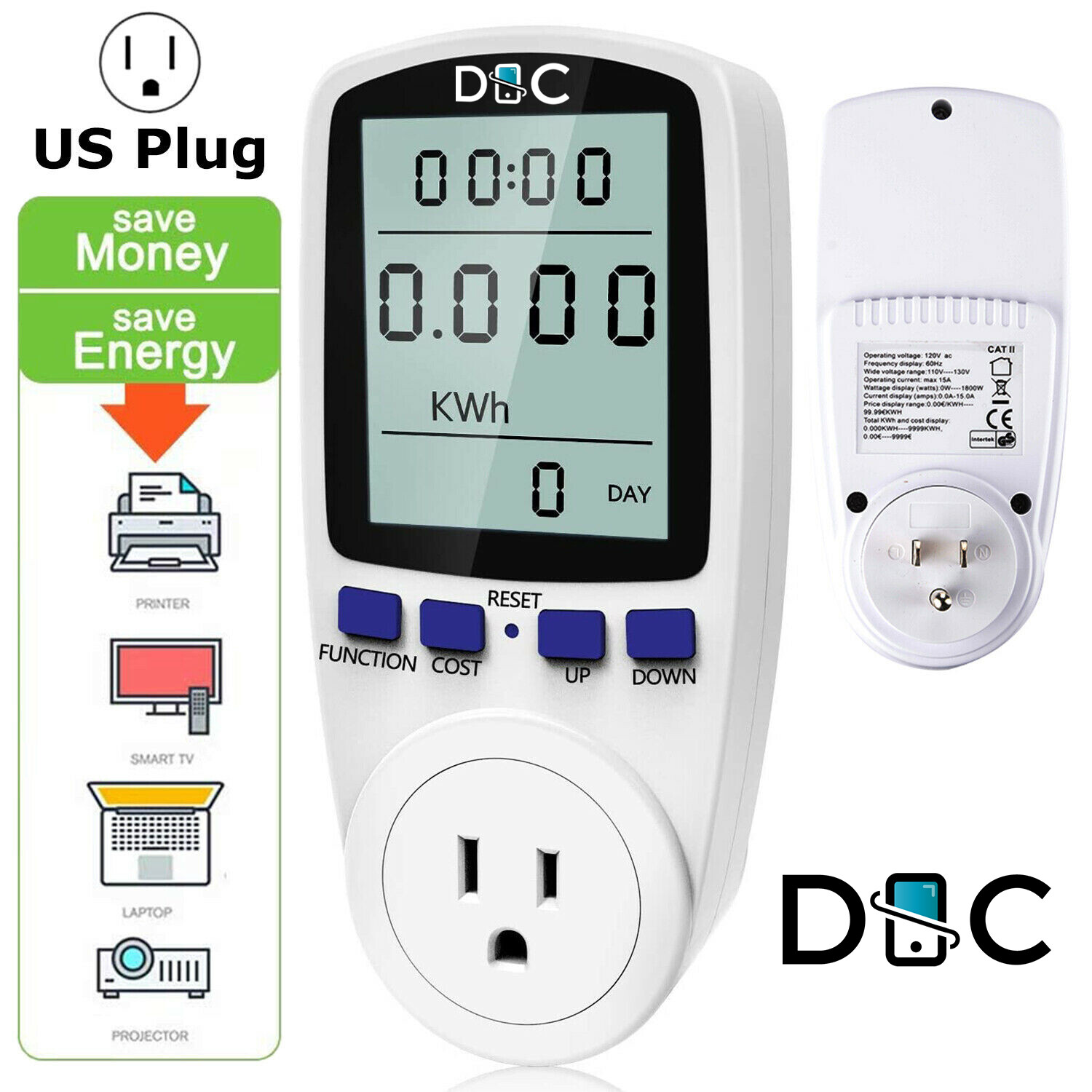 Digital Power Saving Energy Monitor Watt Amp Volt KWh Meter Electricity Analyzer