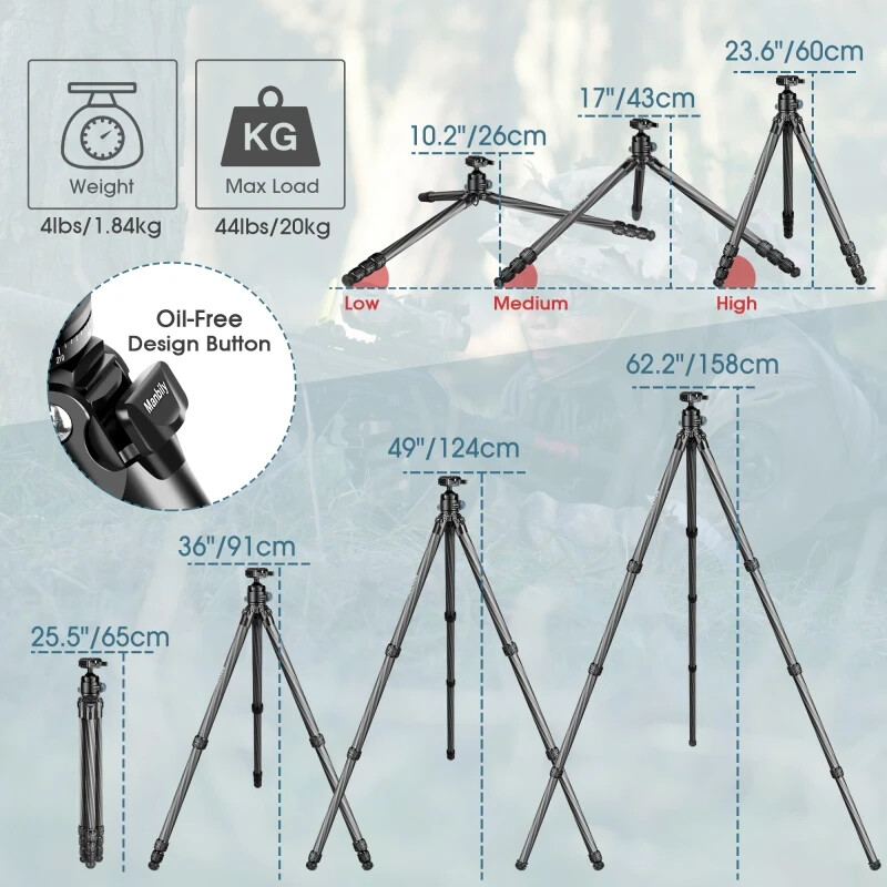 NEW Manbily Tripod for Shooting & Camera Picatinny Arca Swiss Adapter 360°