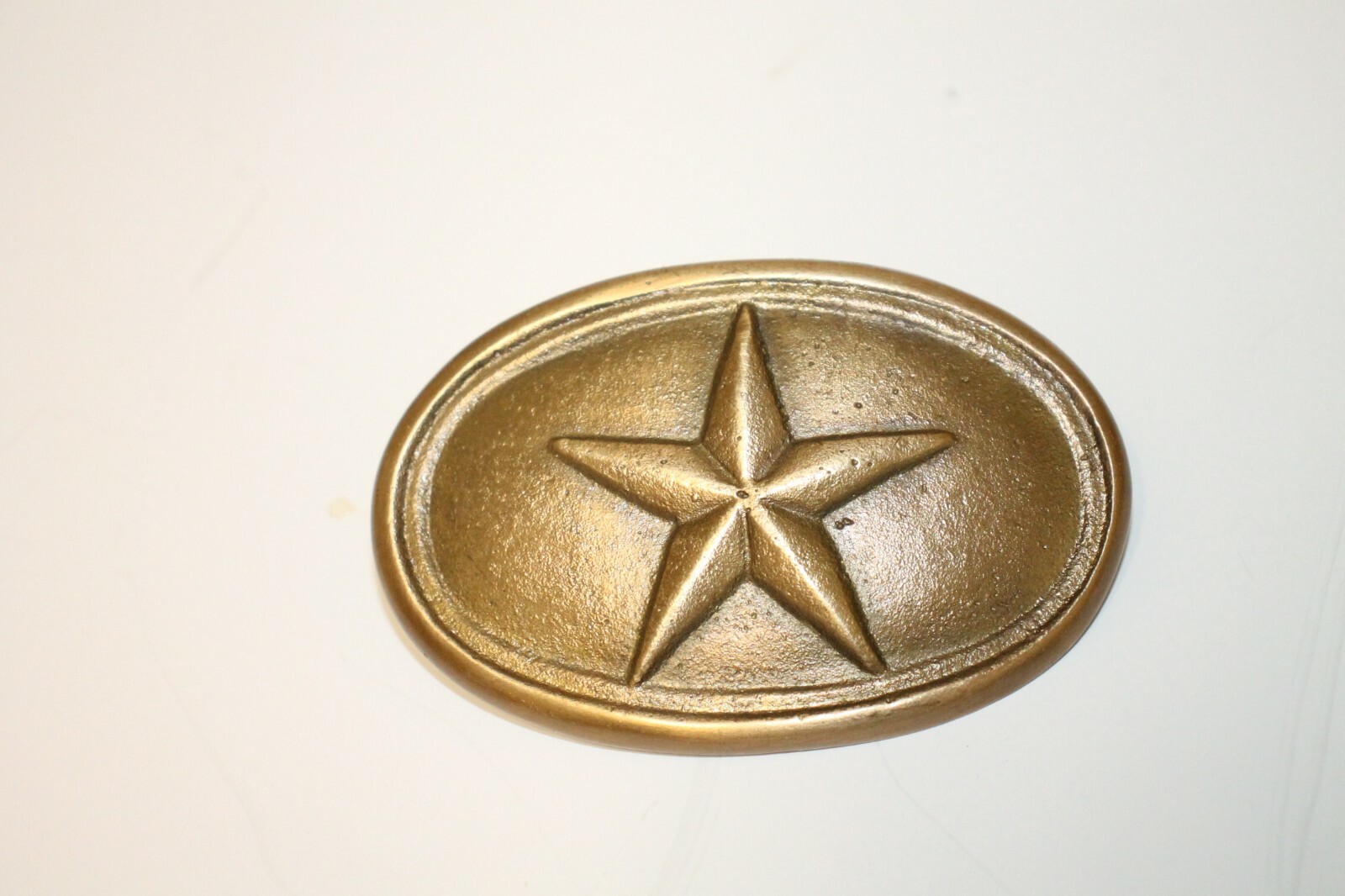 Antique Style Civil War Texas Star Belt Buckle Military Solid Brass Oval