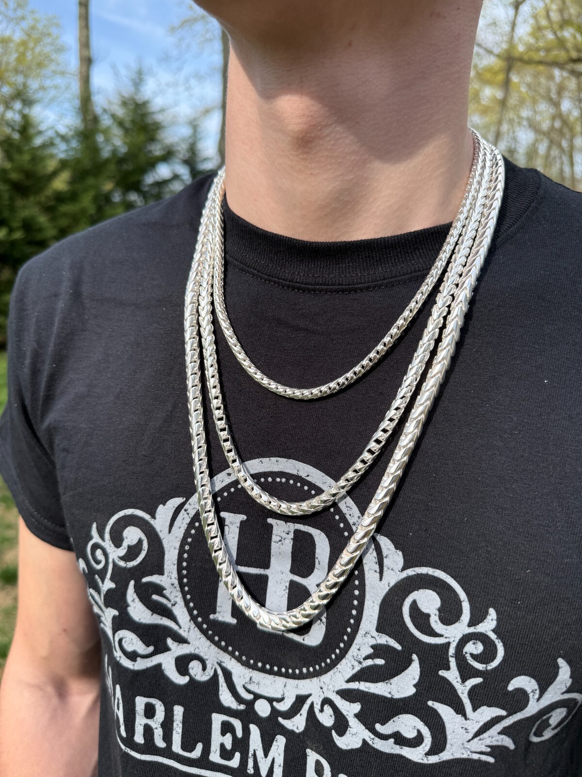 Real 925 Silver Round Franco Chain Or Bracelet 5-7mm Handmade W. Box Clasp