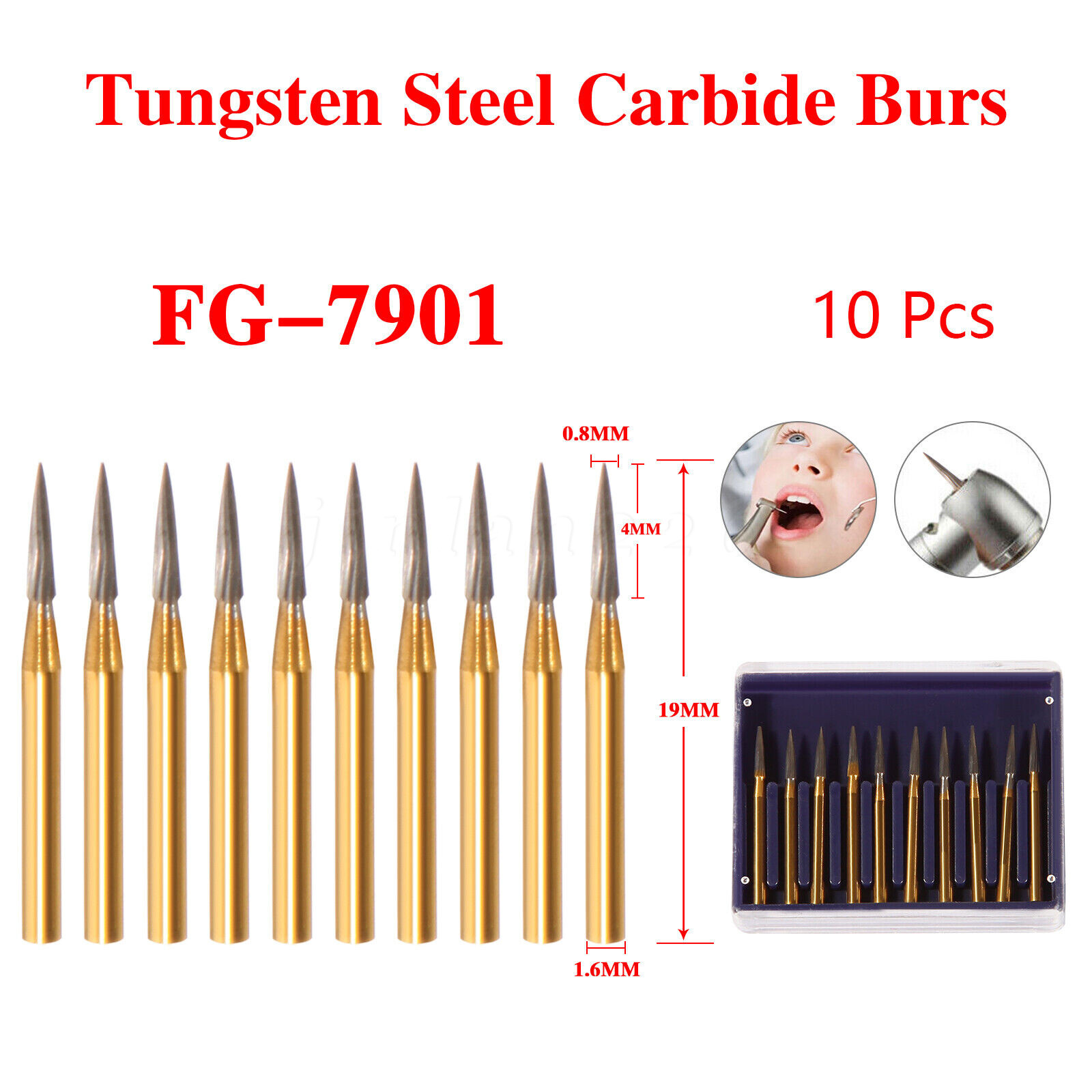 Dental Carbide Trimming & Finishing Burs FG7404/7406/7408/7901/7902/1957