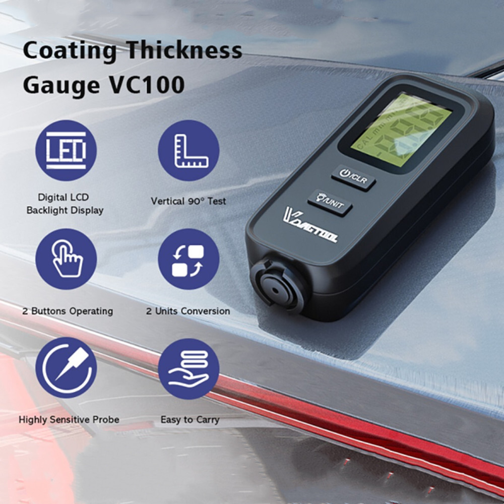 Digital Car Coating Paint Thickness Gauge Meter Tester Painting Measurement LCD