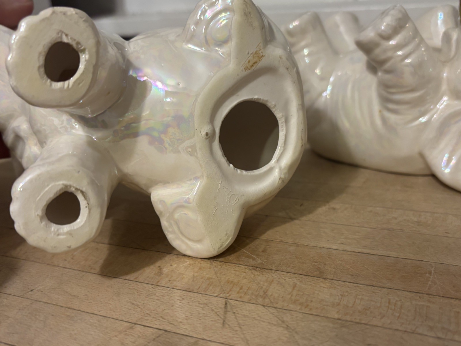 Vtg Lustreware Elephant Figurine 1950's Trunk Up LusterWare Gray & Pink MCM set