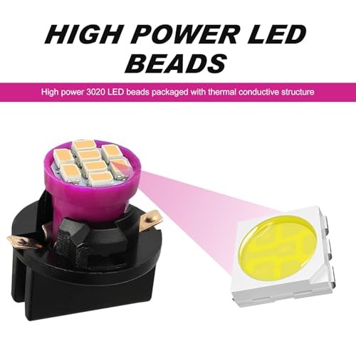 T10 LED Dashboard Bulb, 194 168 3020 8-SMD LED High Brightness 10 PCS Pink
