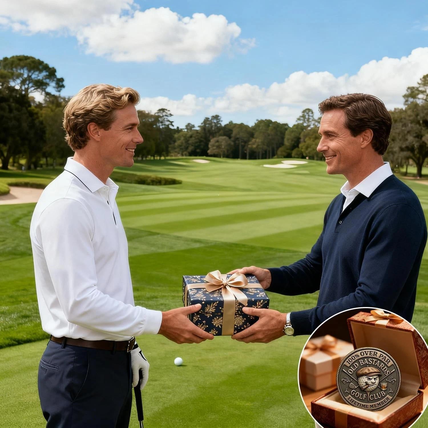 5 Pack Over Par Old Bastards Golf Coin, Golf Challenge Coin for Men with Whiskey