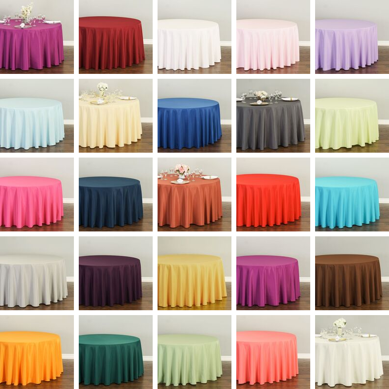 1 or 10 pcs LinenTablecloth 108 in. Round Polyester Tablecloths, 30 Colors!