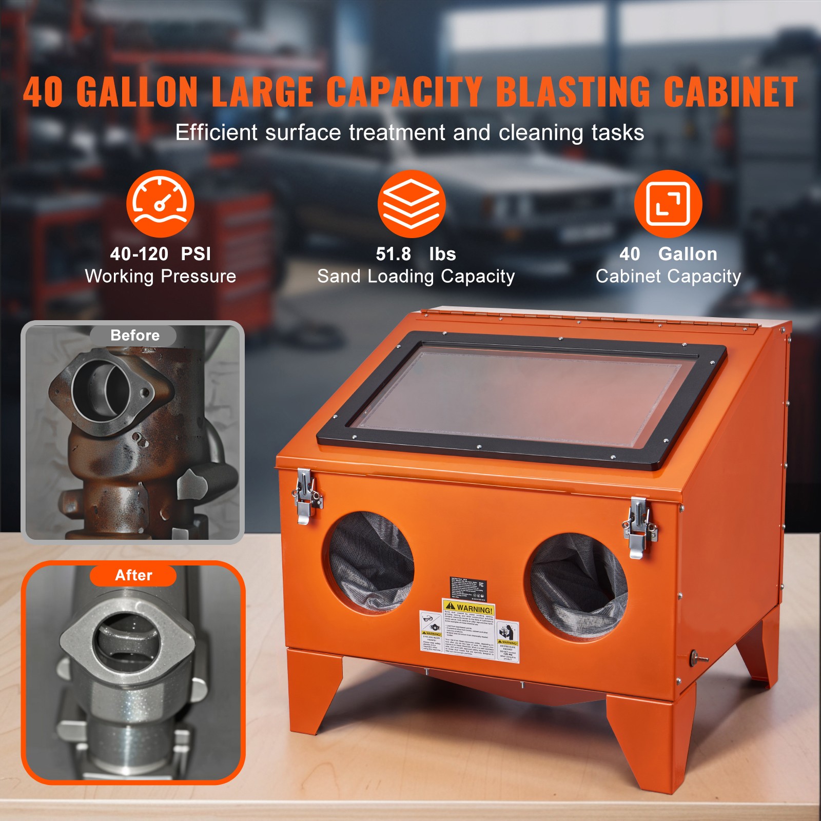 Uimoso 40 Gallon Sandblasting Cabinet with Blasting Gun and 4 Nozzles