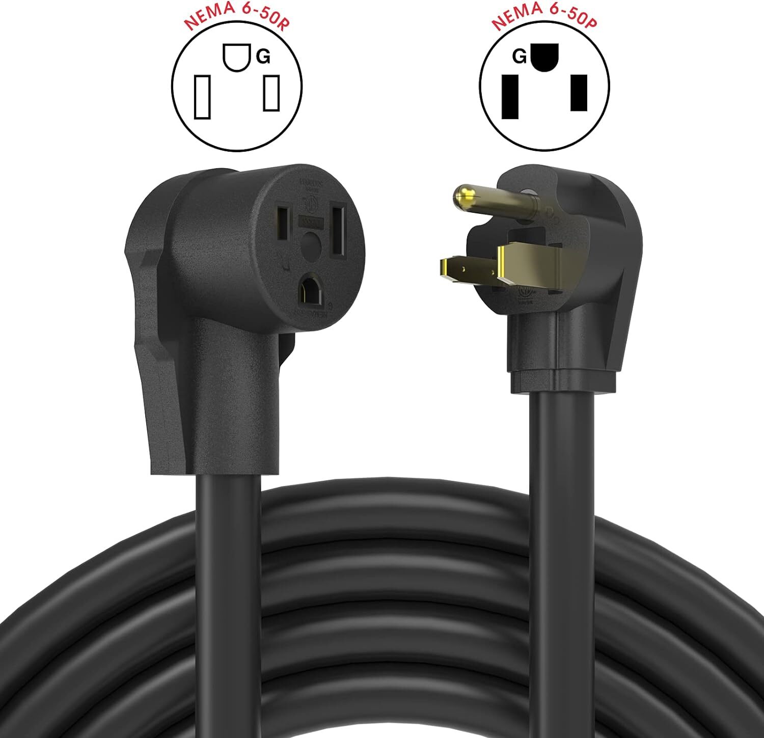 20ft / 40ft 15Amp 12AWG Welder Extension Cord,250 Volt Welding Cord, Nema 6-50