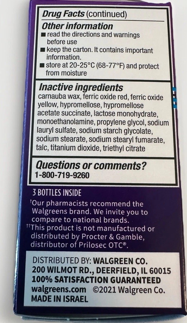 8 Pack-Omeprazole Delayed Release Tablets 20 mg, Acid Reducer, Treats Heartburn