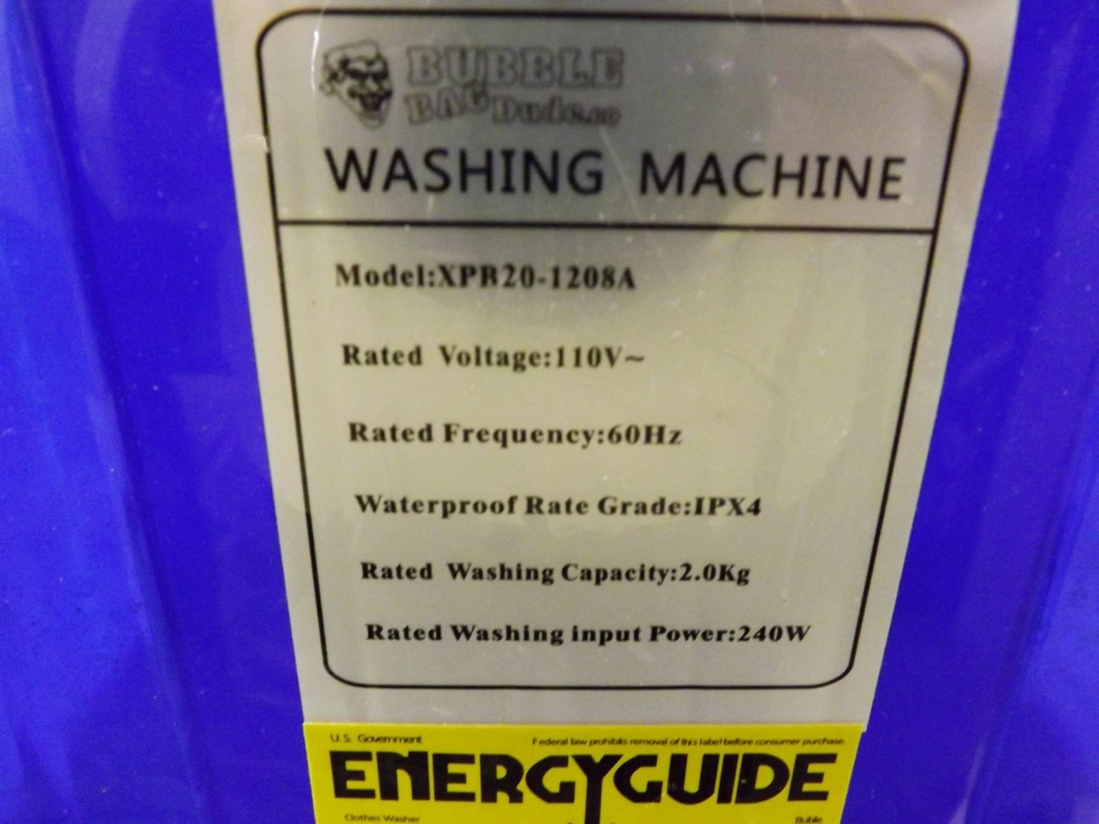 BUBBLEBAGDUDE 5 Gallon Bubble Wash Machine XPB201208A Compact Laundry Camping