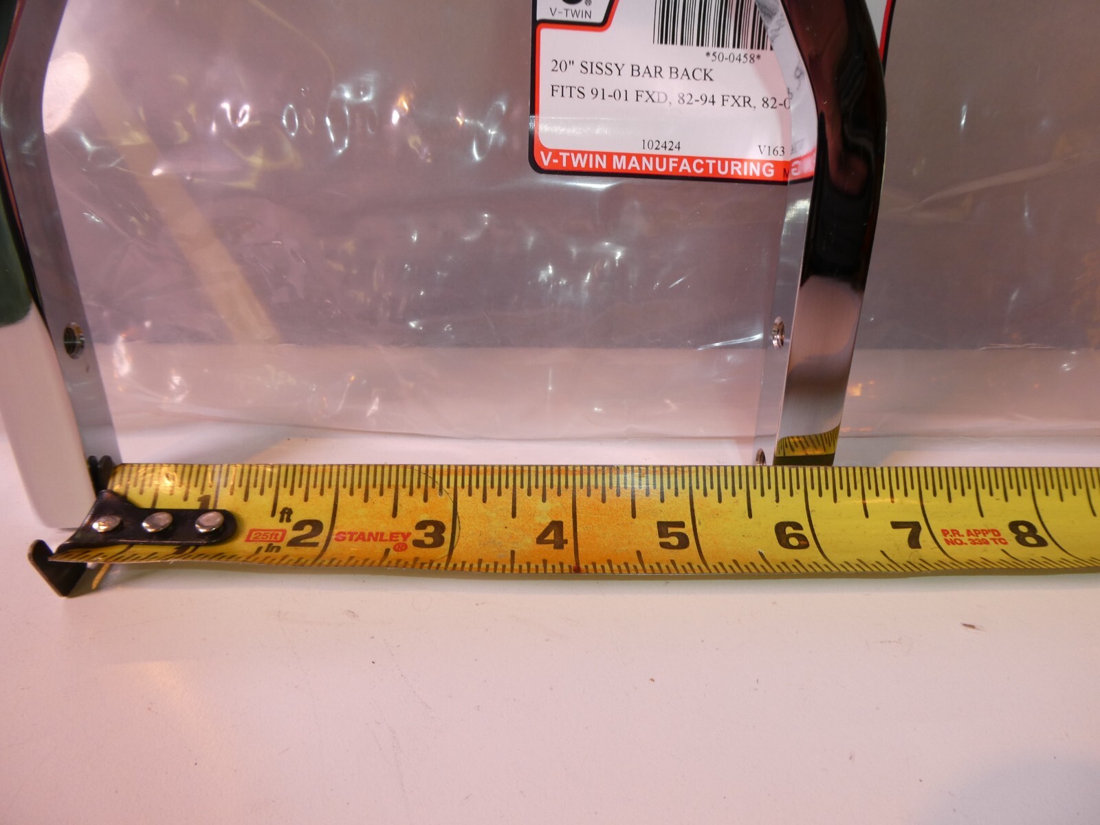 Harley 20" Tall Sissy Bar Chrome FXR 82-94 FXD 91-01 XL 82-03 V-Twin 50-0458 X3