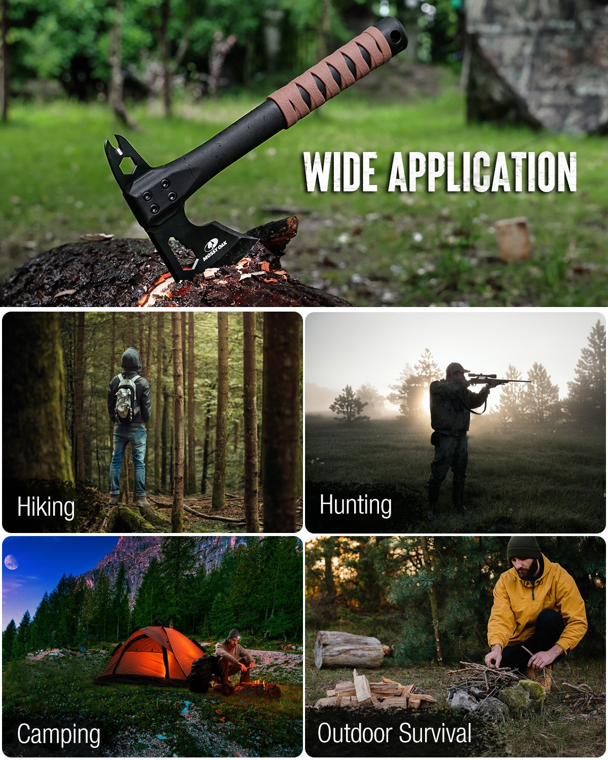 MOSSY OAK 12" Camping Axe and Survival Hatchet Small Camping Gear for Hiking New