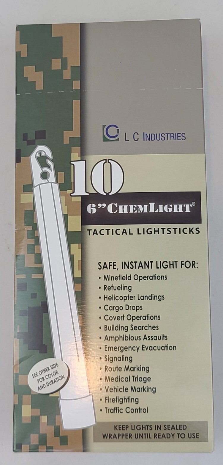 Lot 10 Cyalume Military Light Sticks Green, Blue, Red 6" Prepper Survival