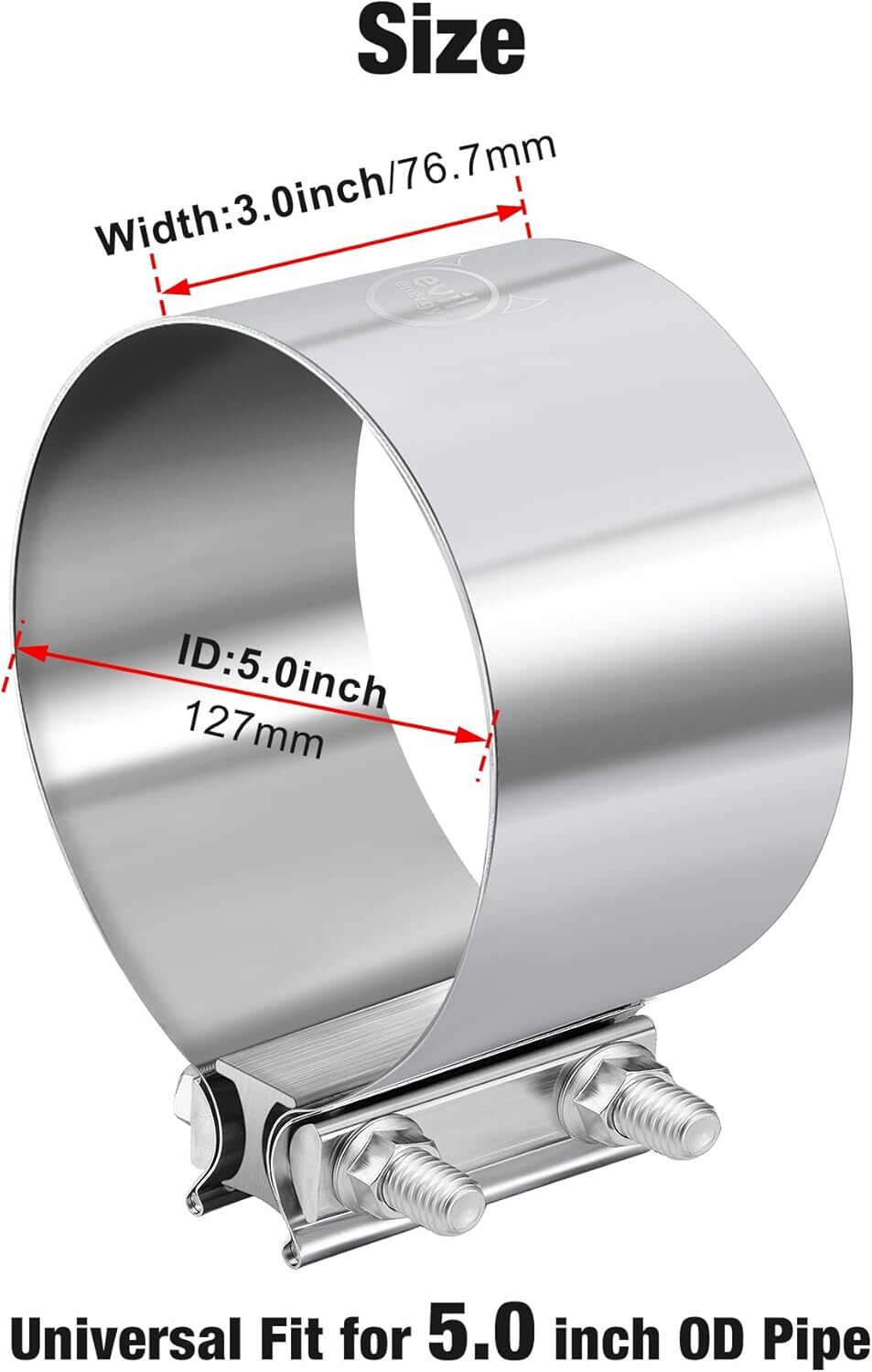 4Pack 5" inch Stainless Steel 304 Lap Joint Clamp Heavy Duty Exhaust Band Clamp