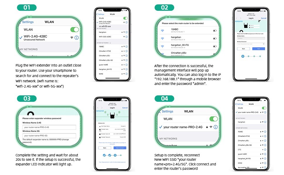 WiFi Range Extender Internet Booster Network Router Wireless Signal Repeater