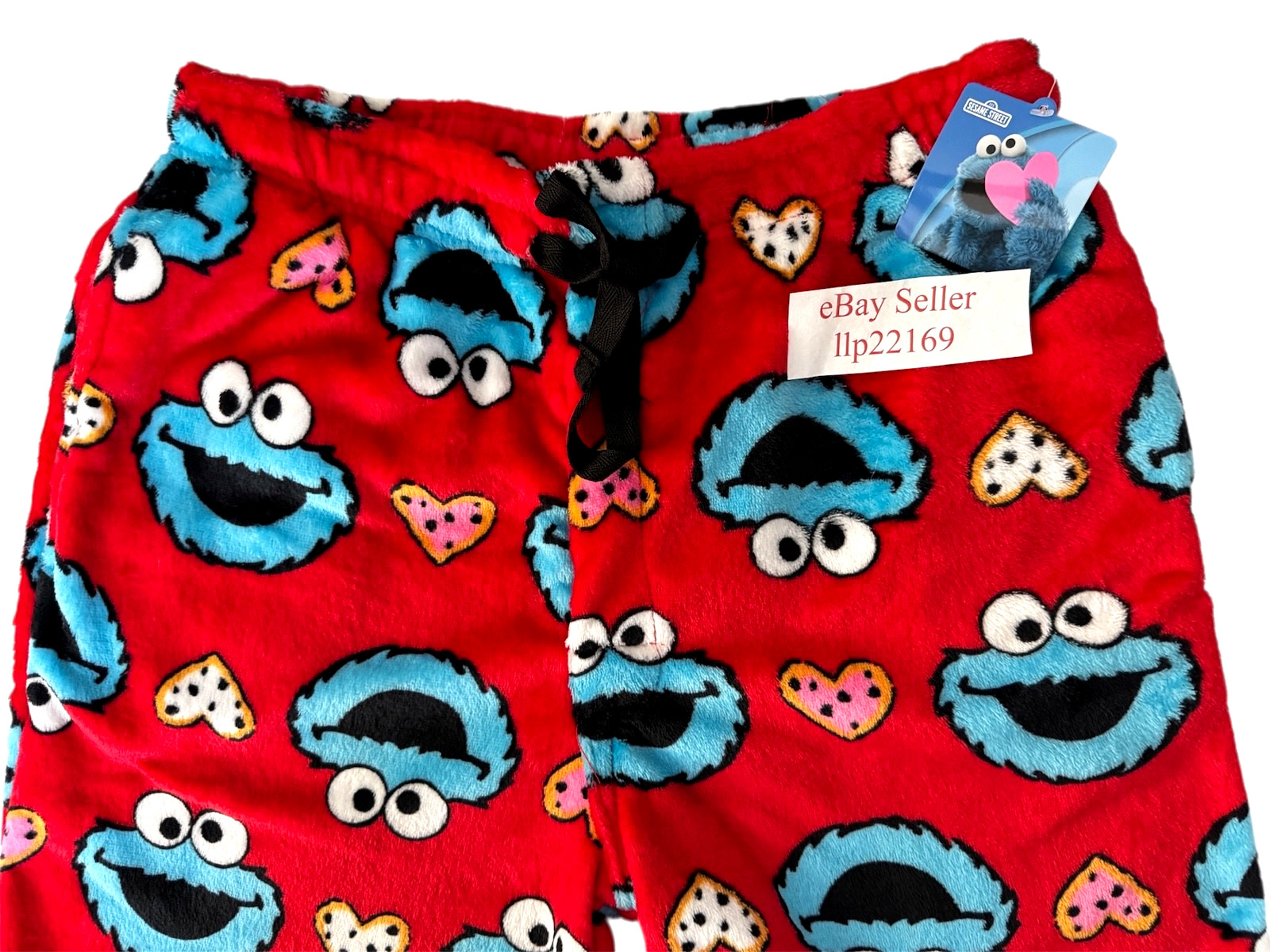 Cookie Monster VALENTINE’S DAY HEARTS Plush FLEECE LOUNGE PAJAMA PANTS Mens S-XL