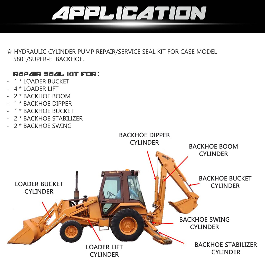 Whole Machine Hydraulic Cylinder Seal Kit for Case 580C 580SE 580SD 580 Backhoe