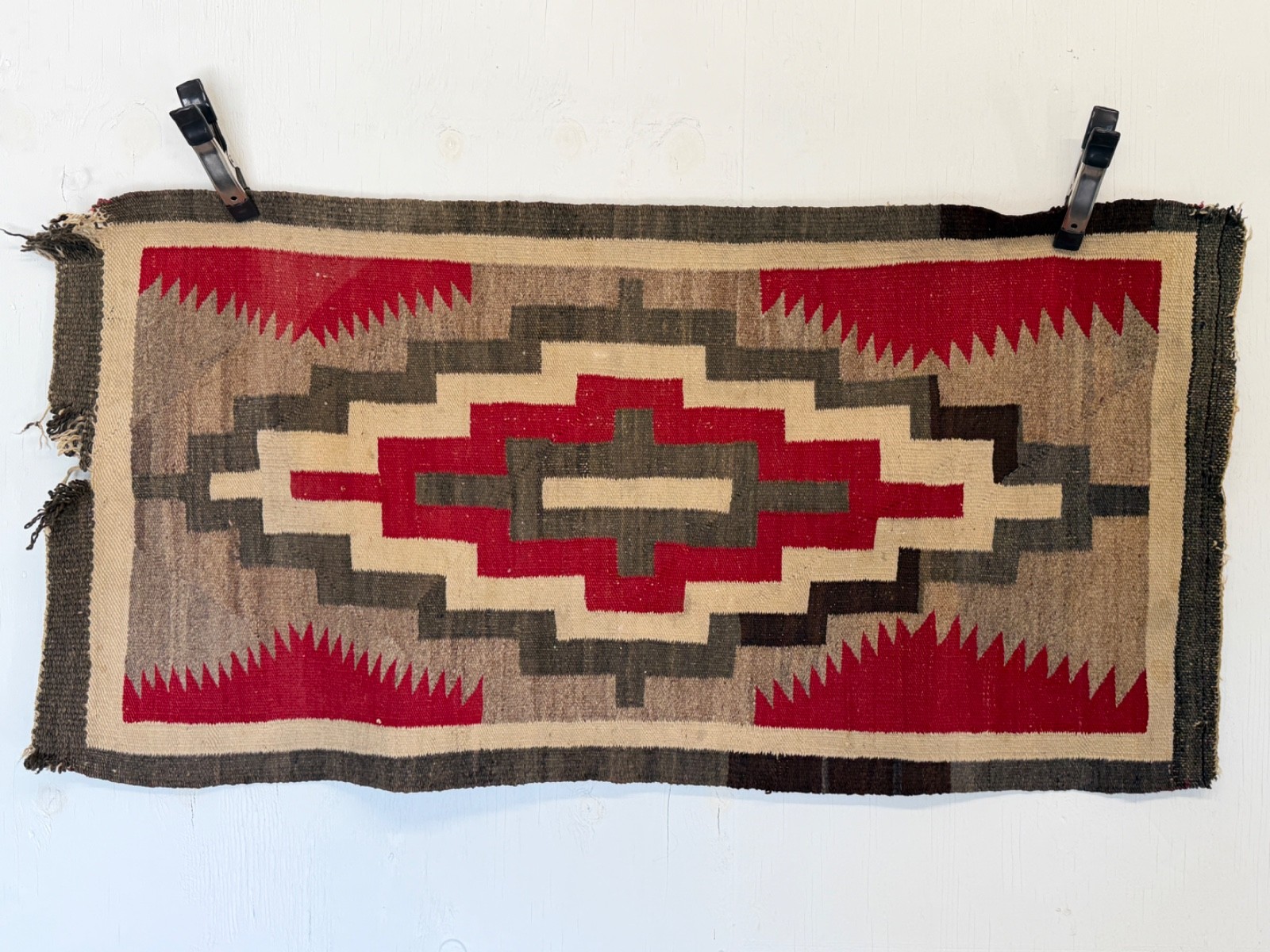 Antique Dazzler Navajo Rug Native American Indian Ganado 53x26" Vintage