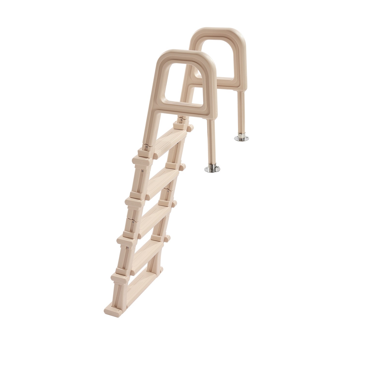 Uimoso Pool Ladder with Angled 5 Steps, Dual Handrails, 48-54in, 300lbs, Taupe