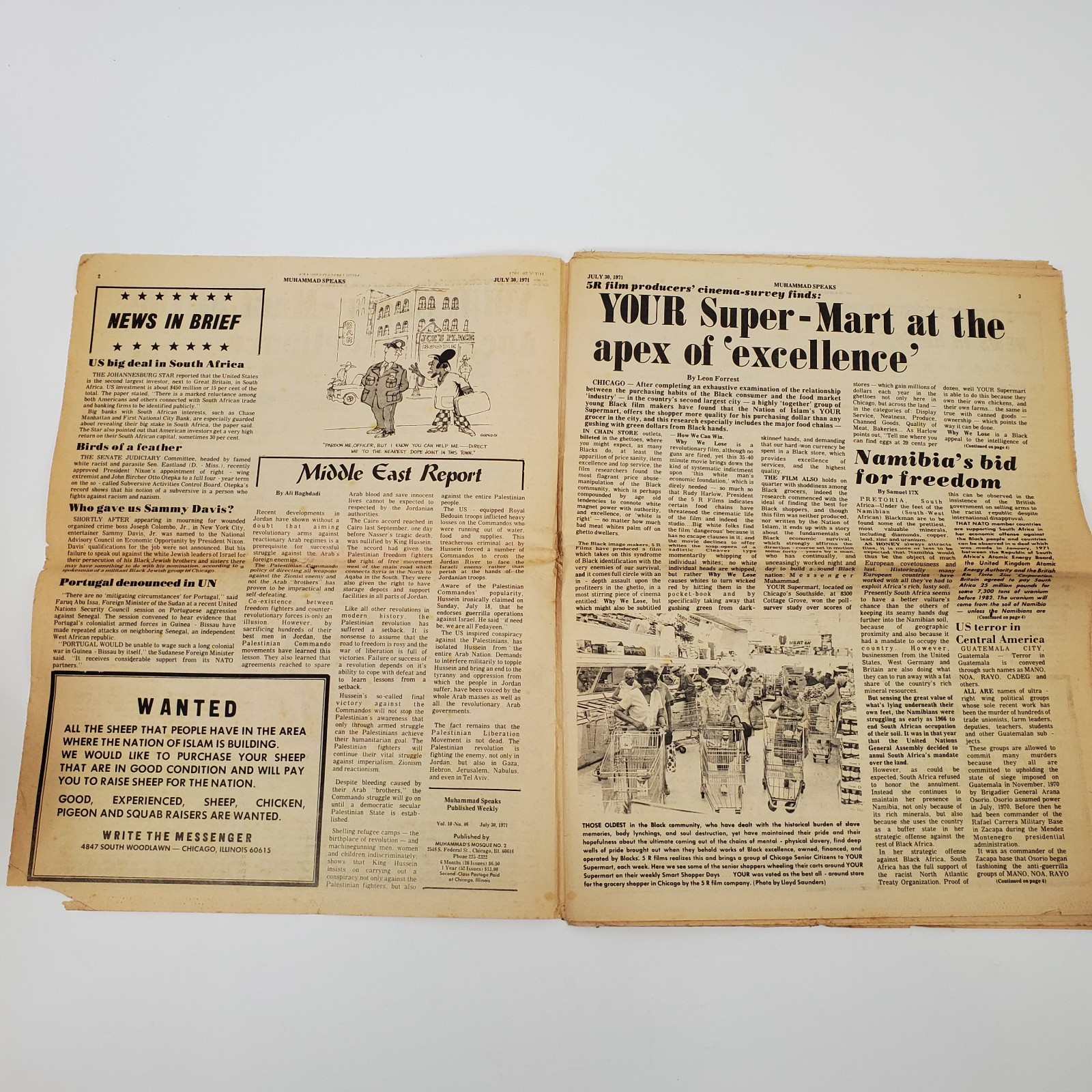 Muhammad Speaks Newspaper July 30 1971 Nation of Islam Black History VTG