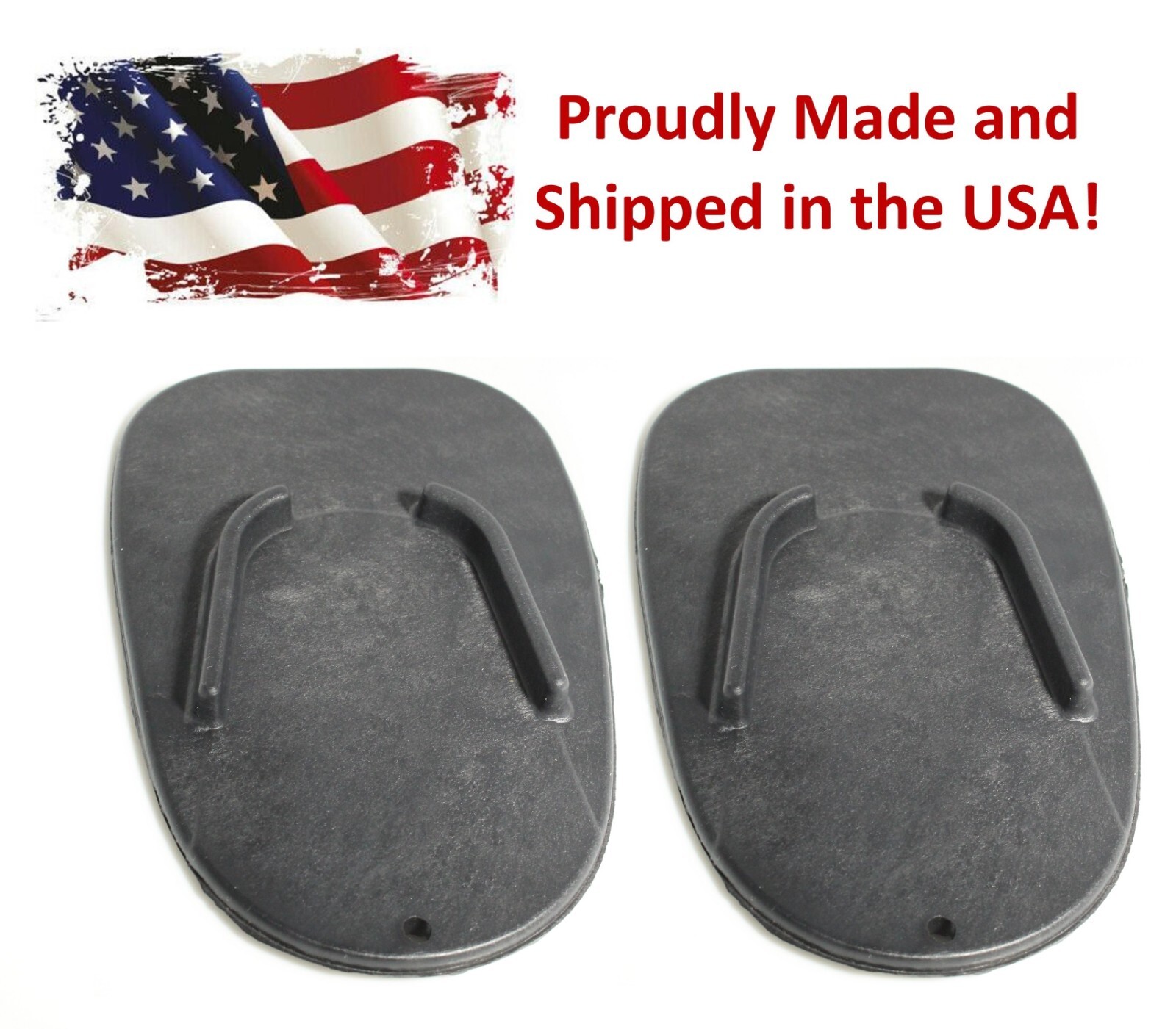 (2) Motorcycle Kickstand Pad Plate Biker's Kick Stand Black Harley Honda Plastic