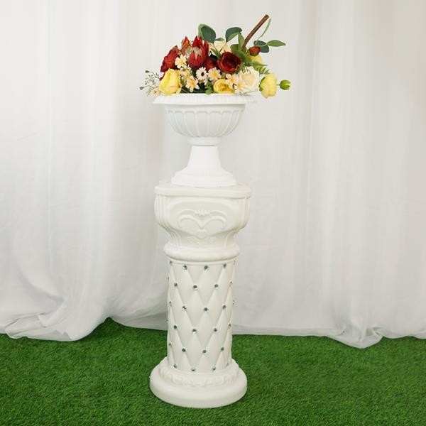 2 White 25" French Columns PLANT PEDESTAL STANDS Crystal Beads Party Supplies
