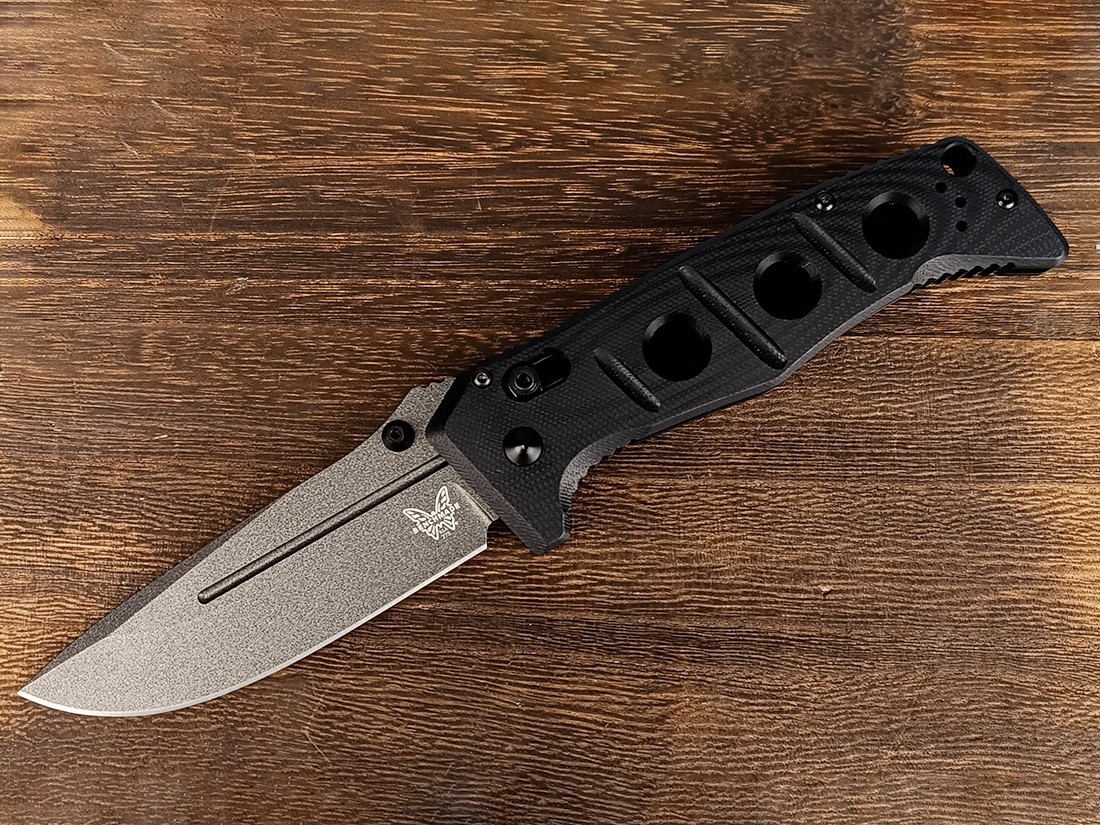 Benchmade 275GY-1 Adamas Black G10 Handle CPM-CruWear Folding Knives w/ Sheath