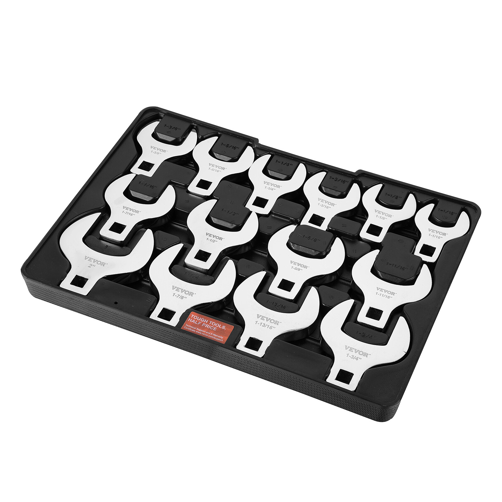 VEVOR Crowfoot Wrench Set 1/2" Drive 14-Piece Crows Foot Wrench Set SAE 40CR