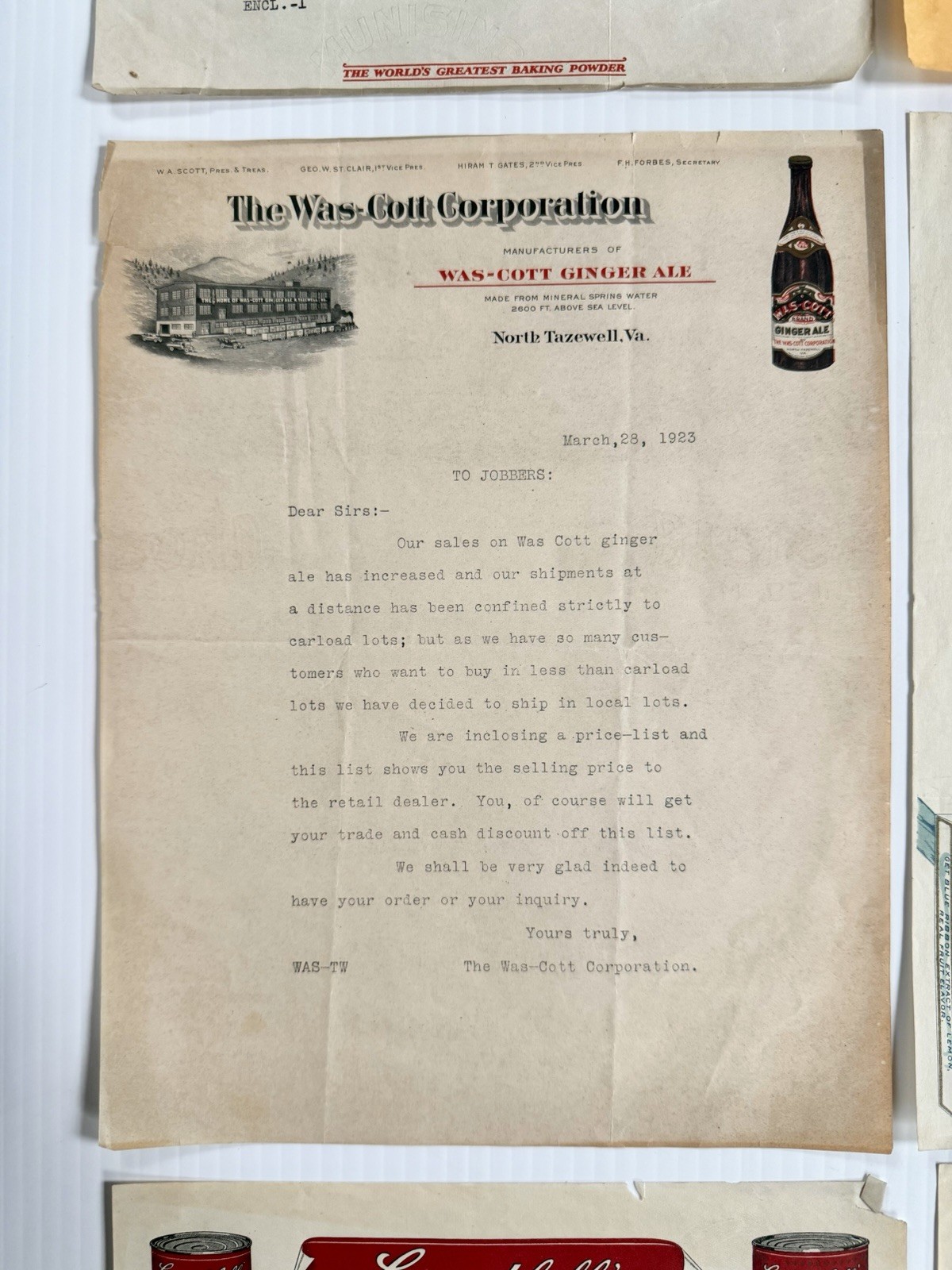 Lot 11 Antique 1923 Letterheads, Campbells, Calumet, White Trucks, Cigar, Hotel