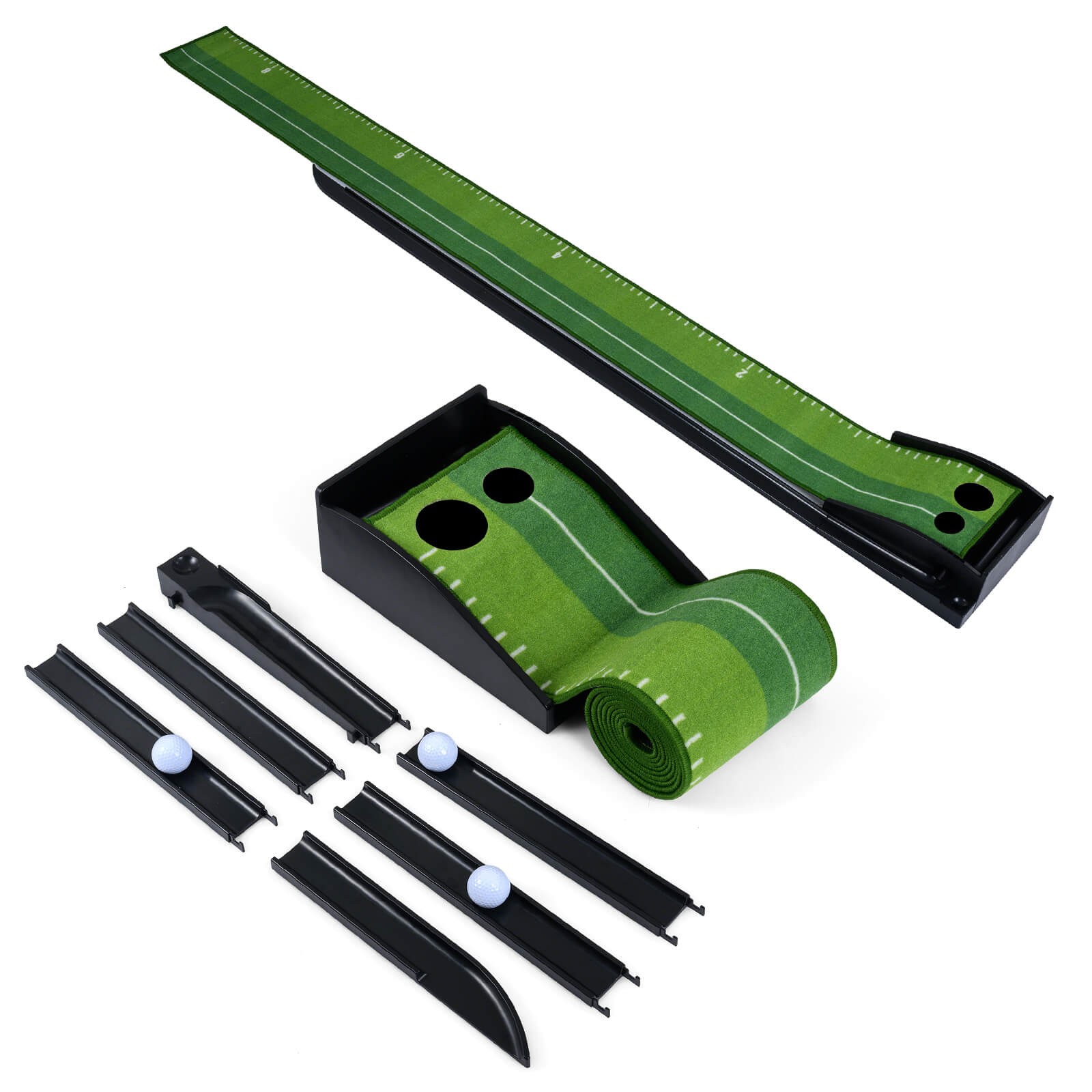 Putting Green Indoor w/Auto Ball Return 3 Putting Practice Balls Non-Slip Base