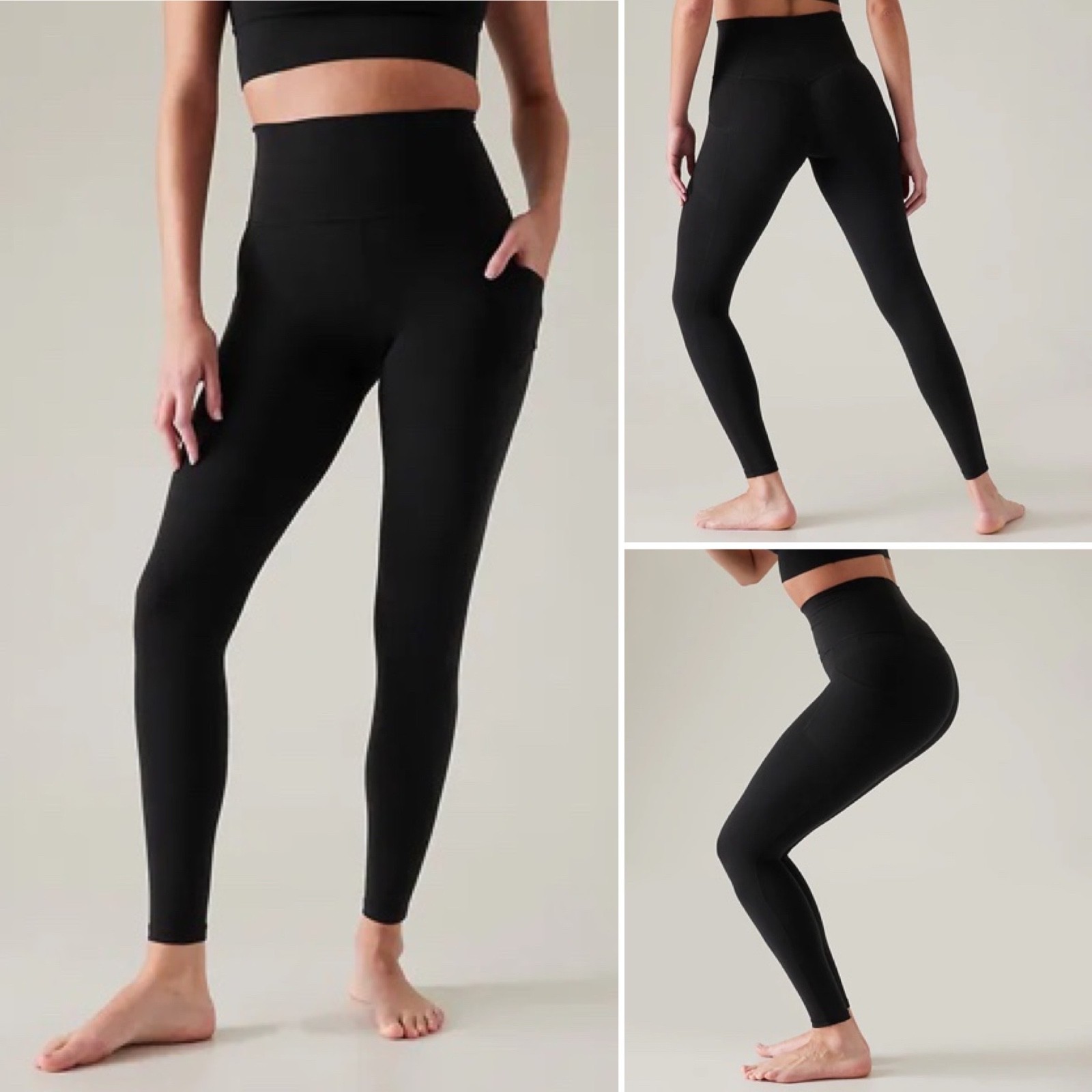 NWT Athleta Salutation Stash Tight MEDIUM PETITE M/P Black Yoga Compression