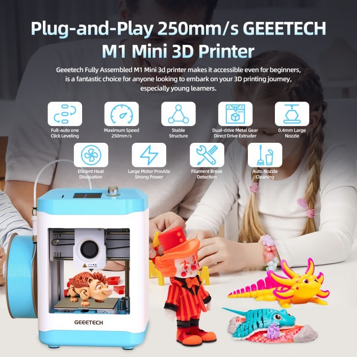 New Geeetech 3D Printer M1 Mini High Speed 3D Printer 100*110*100MM For Kids US