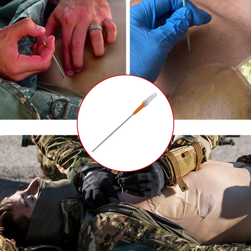 2pcs Rescue Tension Pneumothorax Needle Chest Decompression EDC First Aid 14G