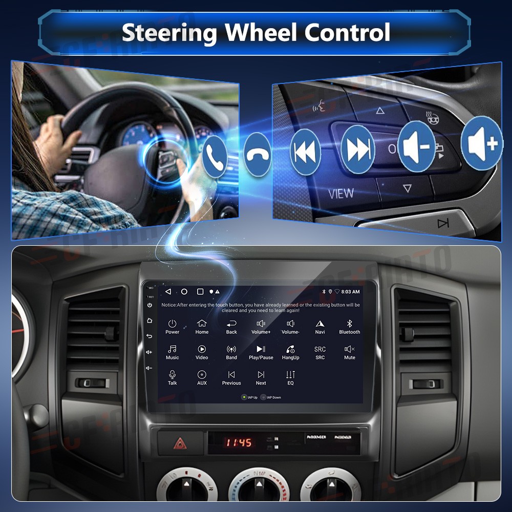 Android 15.0 Car Radio Stereo GPS WIFI Apple Carplay For Toyota Tacoma 2005-2013