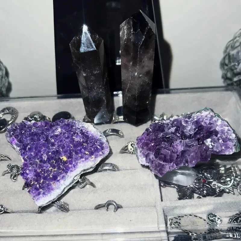 Natural Amethyst Cluster Purple Crystal Stone Healing Crystal Mineral Home Decor