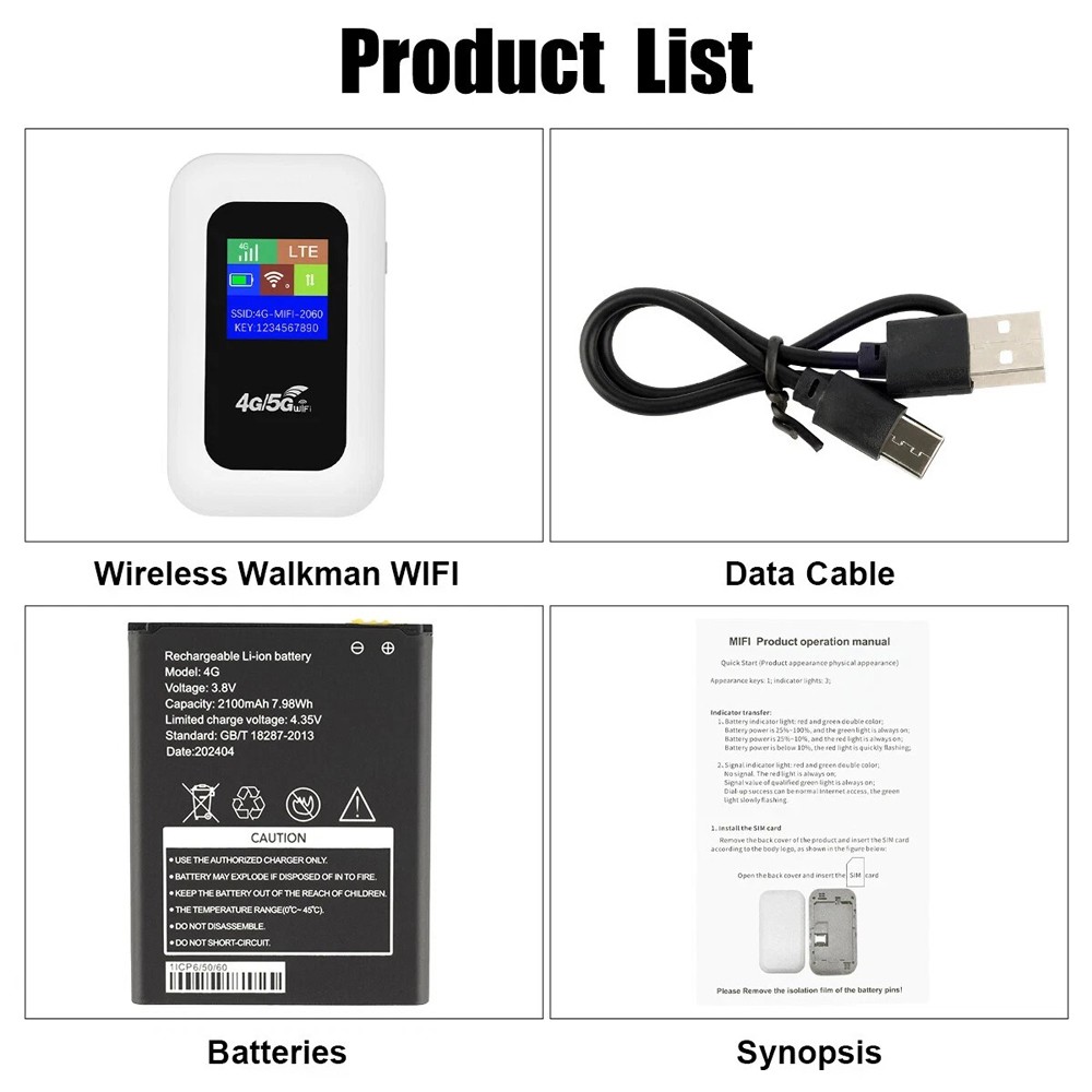 Unlocked Hotspot LTE 5G Wireless WiFi Router Mobile Broadband MIFI LCD 3000mAh