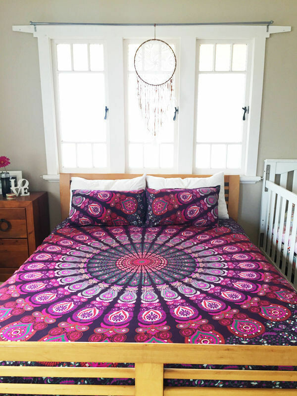 Indian Mandala Bedding Set Queen Size Bed Sheet Bedspread With 2 Pillow Covers