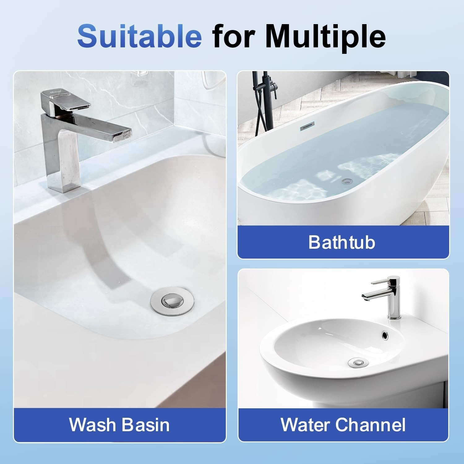 3-in-1 Bathroom Sink Plug - Rebound Pop-Up Drain Filter & Washbasin Core