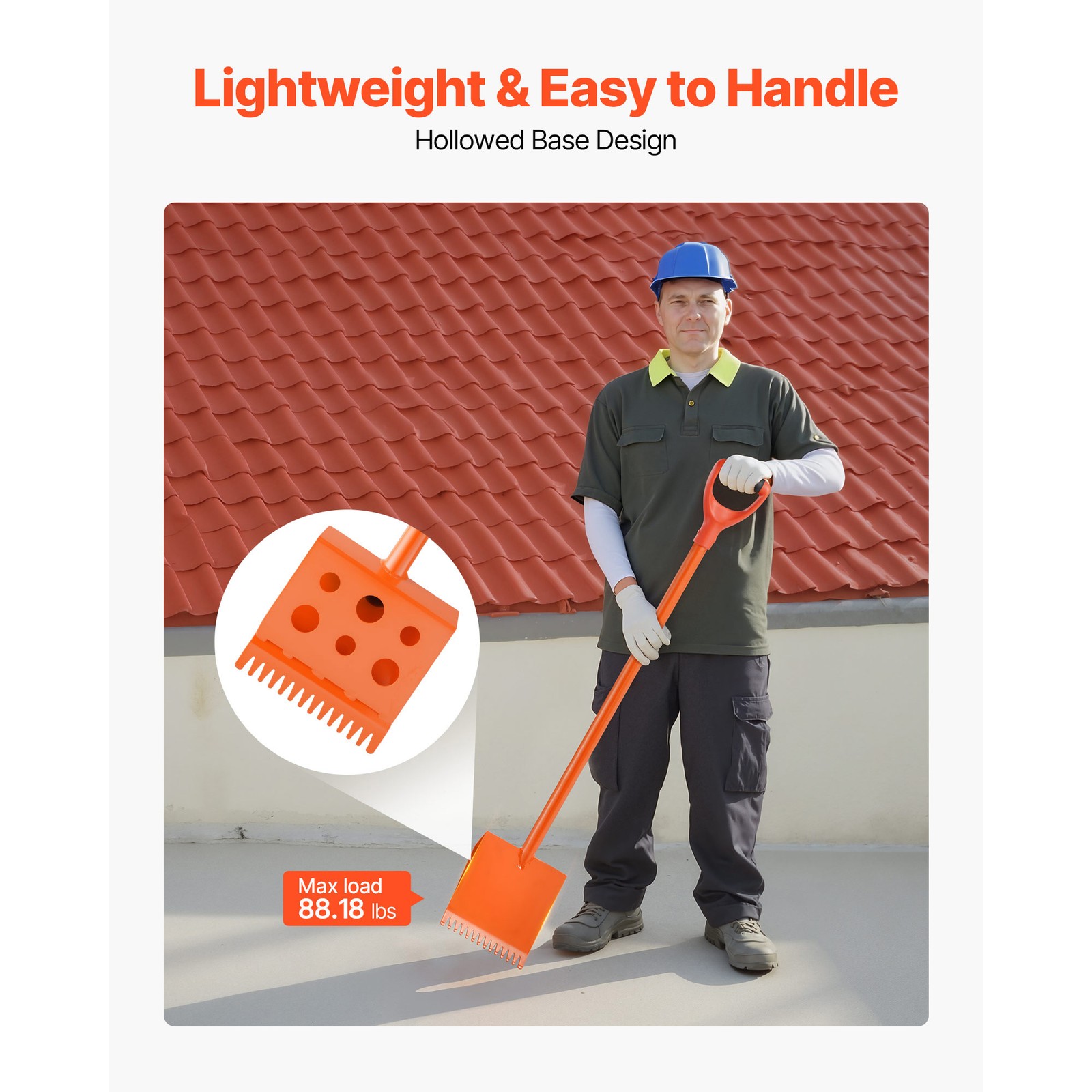 Uimoso Shingle Removal Tool Set 4-Piece Steel D-Grip Handle, Lightweight, Orange