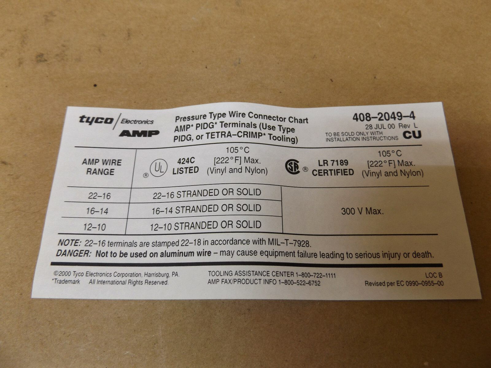 Tyco/AMP 36153 Ring Crimp Terminal PIDG MS25036-103 NSN 5940-00-143-4771 100pcs