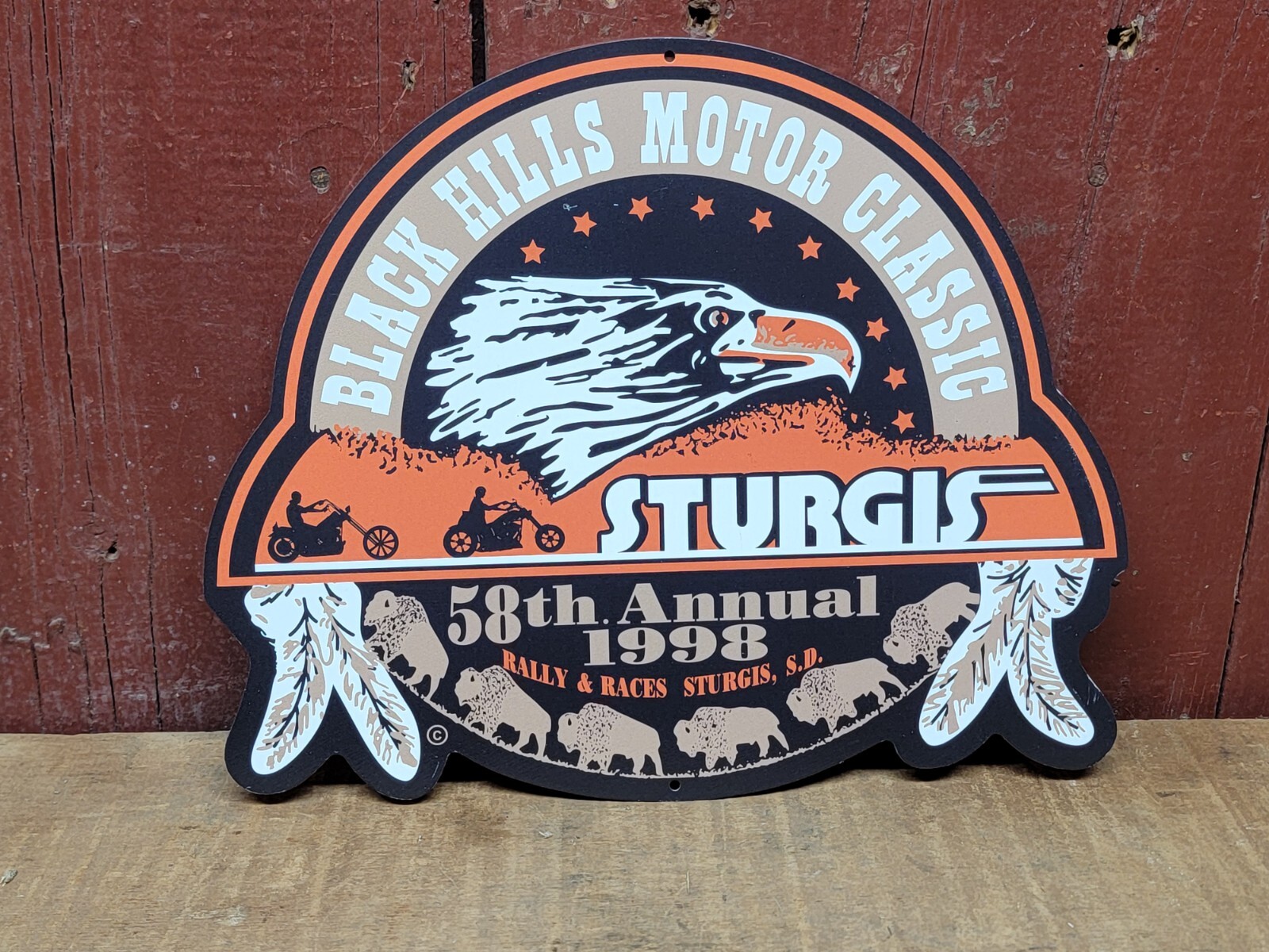 NOS 58th ANNUAL STURGIS SOUTH DAKOTA CHAMBER HARLEY BIKE RALLY METAL SIGN 1998