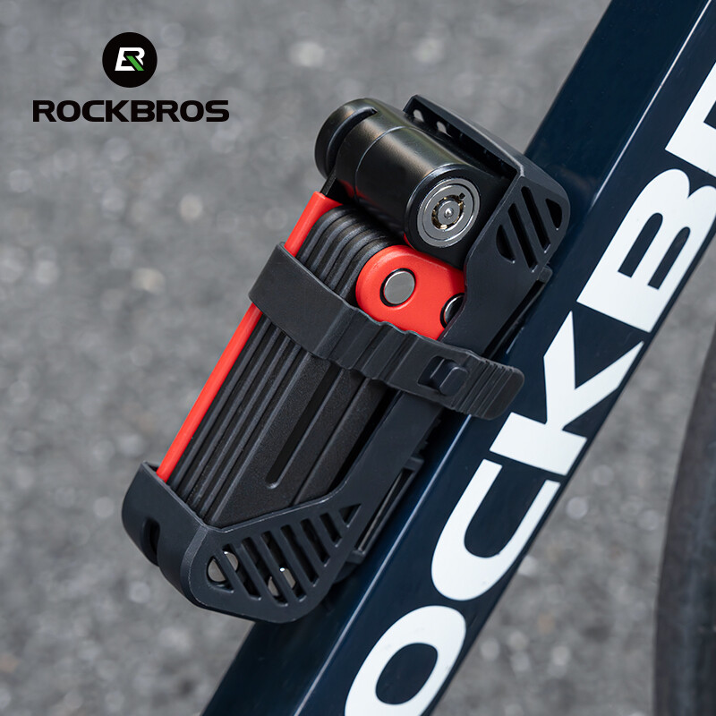 ROCKBROS Bike Folding Lock Heavy Duty Lock Anti-theft Portable &Mounting Bracket