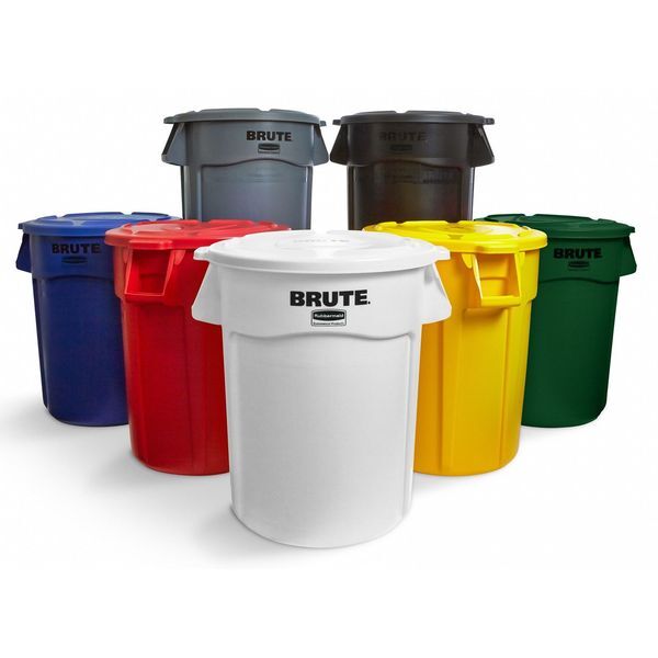 Rubbermaid Commercial Fg264360gray 44 Gal Round Trash Can, Gray, 24 In Dia,