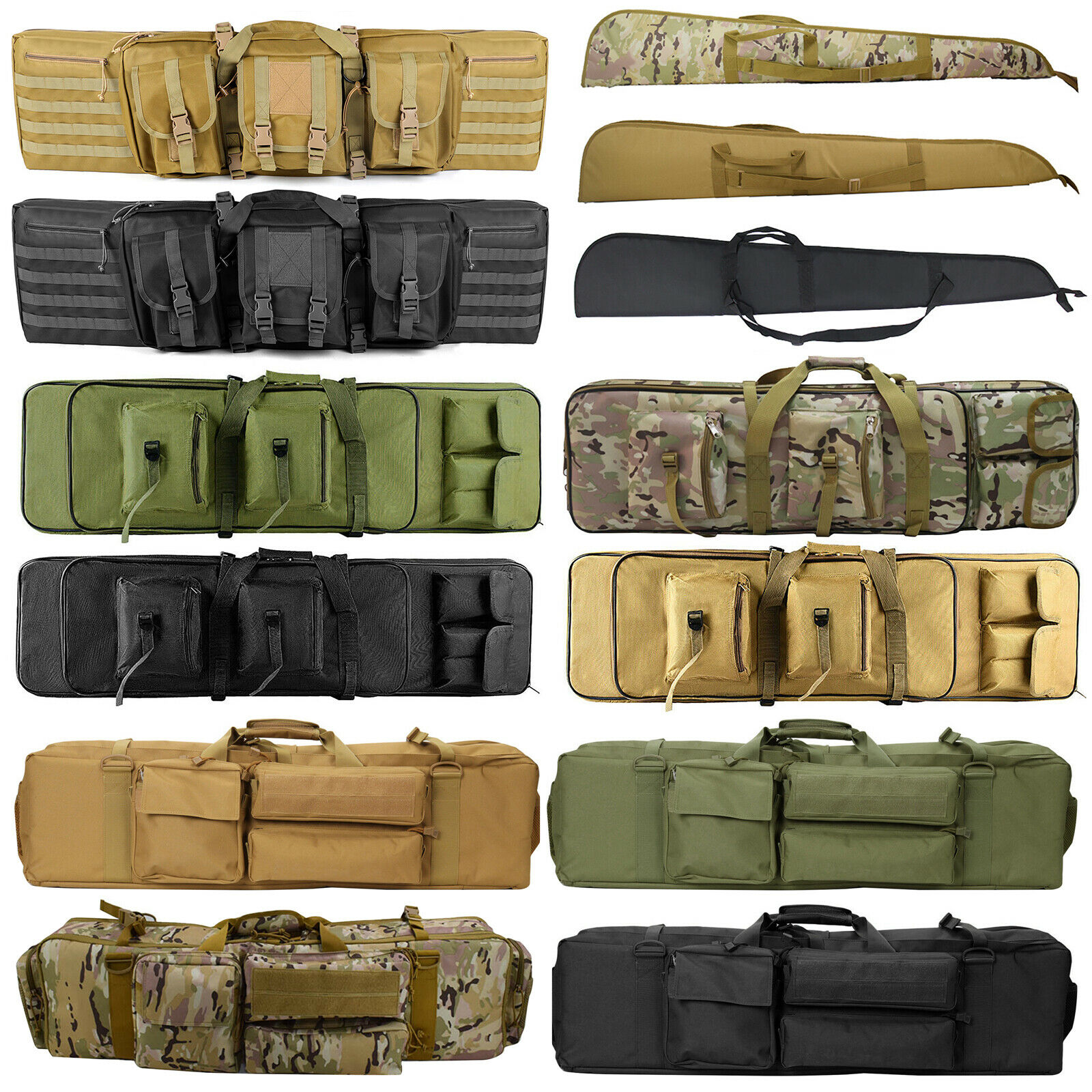 Tactical Rifle Bag Single or Double Case 37-52 Carbine Range Gun Padded Backpack