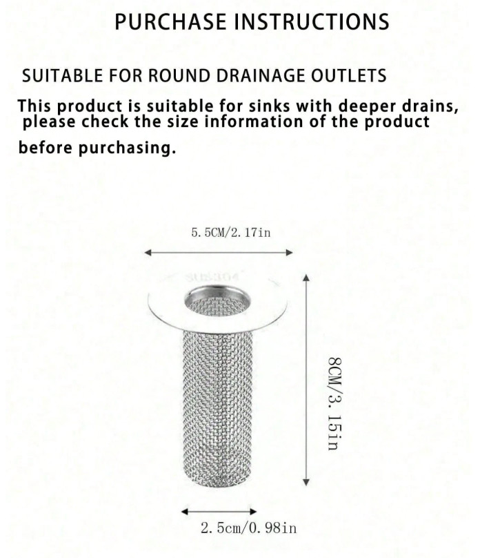 1pc Sink & Tub Hair Strainer – Stainless Pop‑Up Drain Catcher, Prevent Clogs