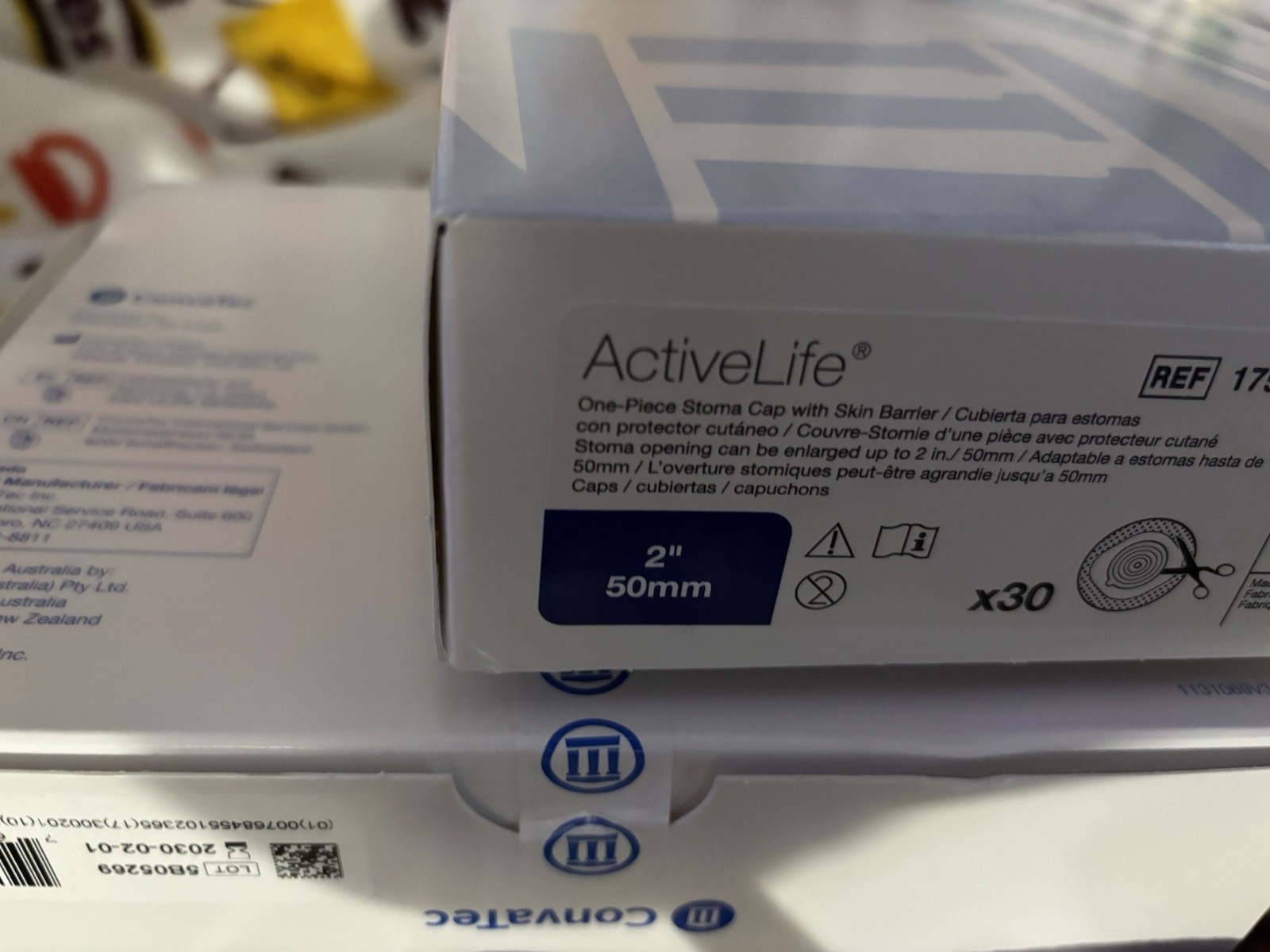 BRAND NEW CONVATEC ACTIVE LIFE 1 PIECE STOMA CAP 30CT!W,SKIN BARRIER REF #175611